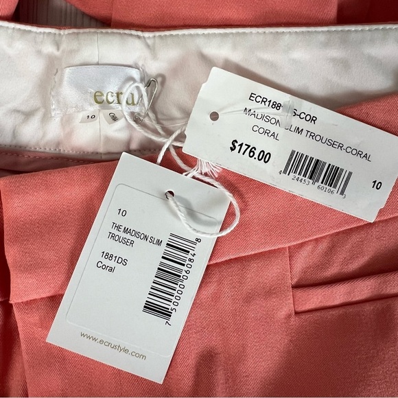 Ecru Madison Slim Trouser Coral Pants - Picture 2 of 12